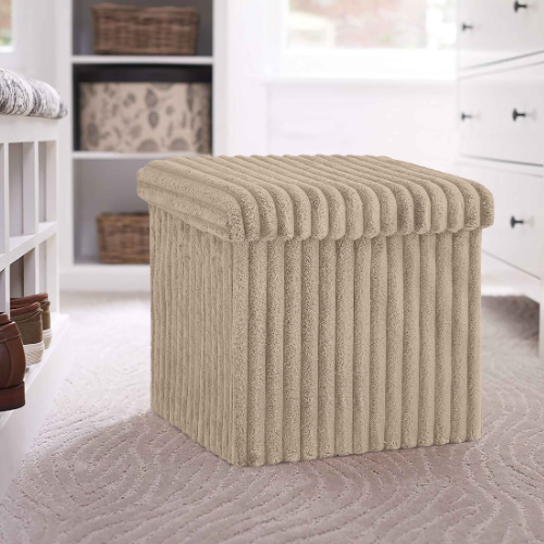Ribbed Foldable Storage Box Assorted FabFinds 38X38X38 Mink