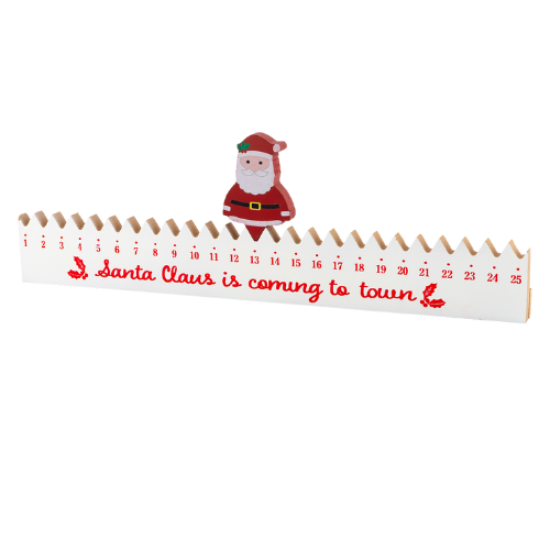 Santa Countdown Wooden Board Sign 39cm x 5cm Christmas Decoration FabFinds