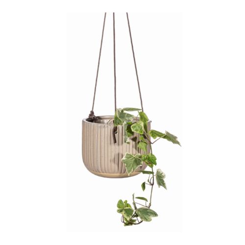 Sass & Belle Grooved Grey Hanging Planter Plant Pots & Planters Sass & Belle   