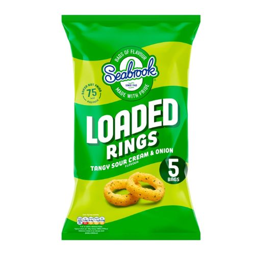 Seabrook Loaded Rings Tangy Sour Cream & Onion 5 x 16g Crisps, Snacks & Popcorn Seabrook   