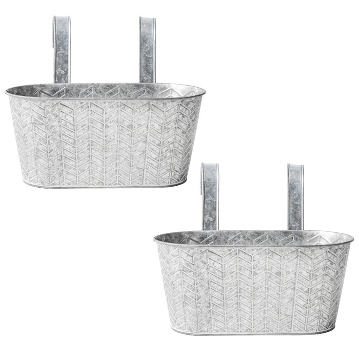 Silver Geo Over Fence Hanging Basket 26.5cm Assorted Packs Plant Pots & Planters FabFinds Pack of 2