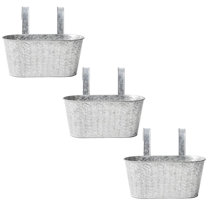 Silver Geo Over Fence Hanging Basket 26.5cm Assorted Packs Plant Pots & Planters FabFinds Pack of 3
