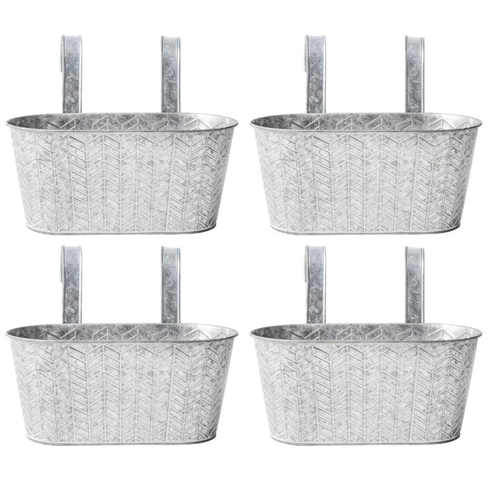 Silver Geo Over Fence Hanging Basket 26.5cm Assorted Packs Plant Pots & Planters FabFinds Pack of 4