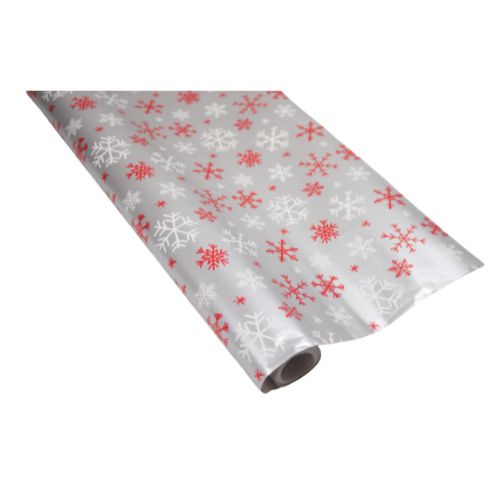 Silver, Red, White Snowflake Christmas Wrapping Paper 10m Christmas Wrapping & Tissue Paper Anker   