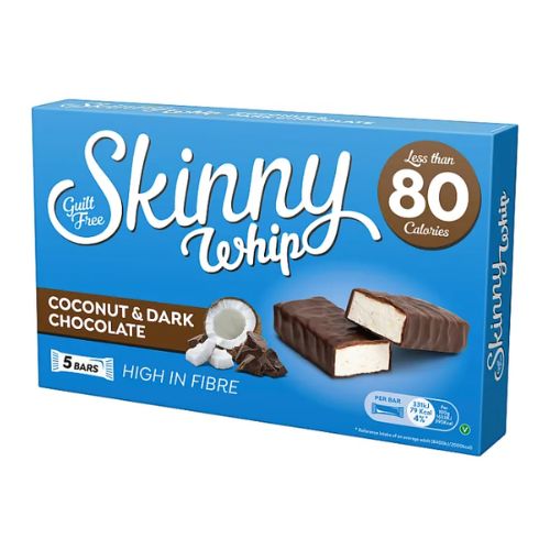 Skinny Whip Coconut & Dark Chocolate Bars 5 x 20g Chocolate skinny bars   