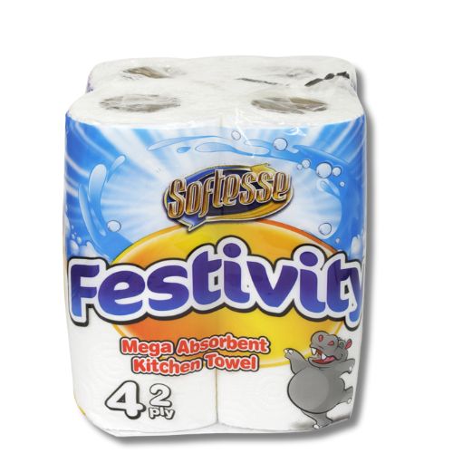 Softesse Festivity Mega Absorbent Kitchen Towel 4 Pack 2 Ply Kitchen Roll Splash