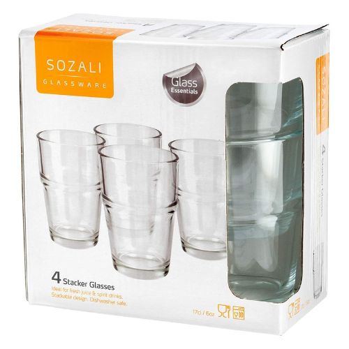 Sozali Glassware Stacker Glasses 4 Pack - FabFinds