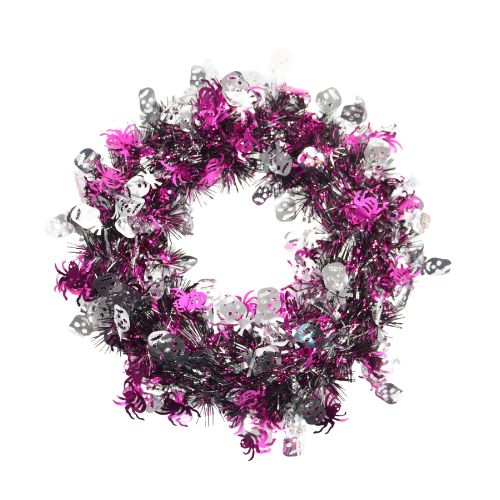 Spooksville Halloween Tinsel Wreath Assorted Colours Halloween Decorations FabFinds Purple  