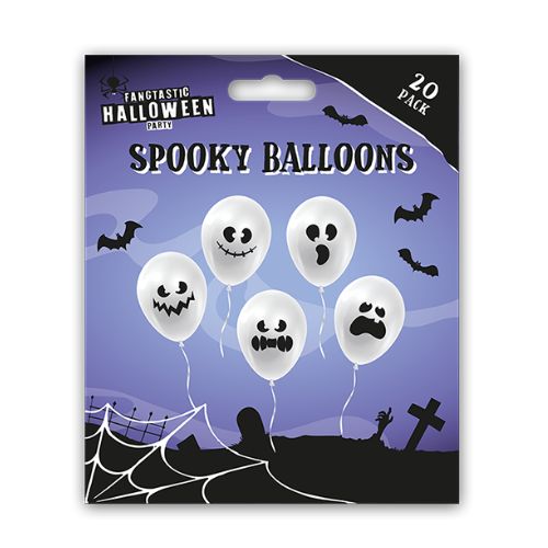 Halloween Spooky Printed Balloons 20 Pack Halloween Decorations Fabfinds Spooky faces  