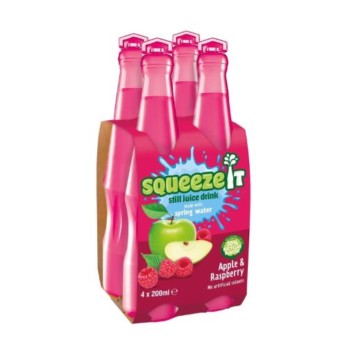 Squeeze It Still Juice Drink Spring Water 4 x 200ml Assorted Flavours Drinks Squeeze It Apple & Raspberry  