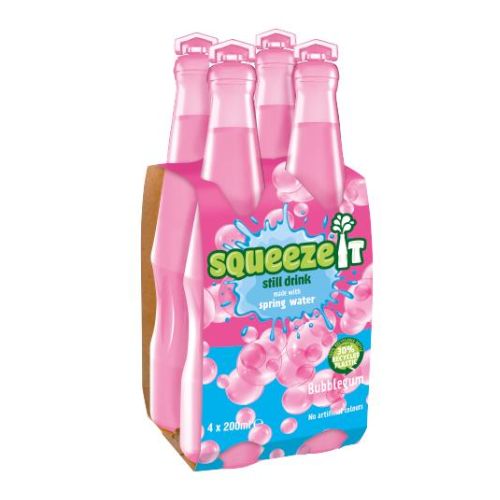 Squeeze It Still Juice Drink Spring Water 4 x 200ml Assorted Flavours Drinks Squeeze It Bubblegum  