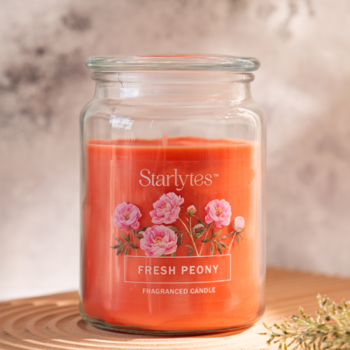 Premium Starlytes fresh Peony Large Jar Candle 18oz Candles Starlytes