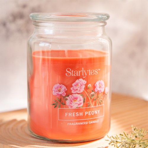 Premium Starlytes fresh Peony Large Jar Candle 18oz Candles Starlytes