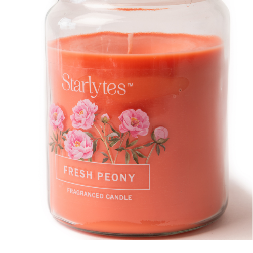 Premium Starlytes fresh Peony Large Jar Candle 18oz Candles Starlytes