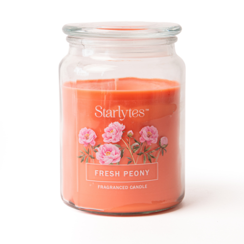 Premium Starlytes fresh Peony Large Jar Candle 18oz Candles Starlytes