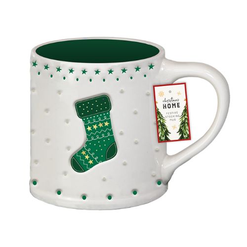 Festive Ceramic Stocking Mug Mugs FabFinds Green  