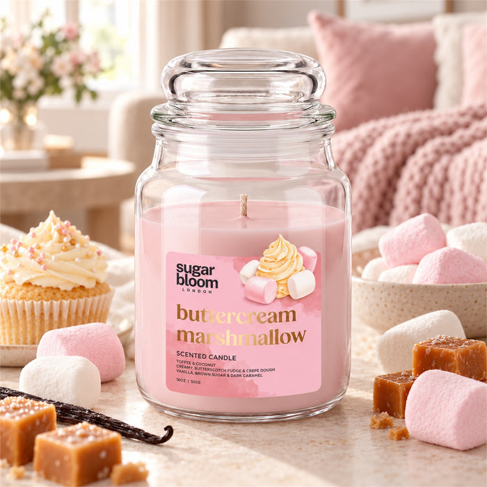 Sugar Bloom London Buttercream Marshmallow Scented Candle 510g Candles Sugar Bloom