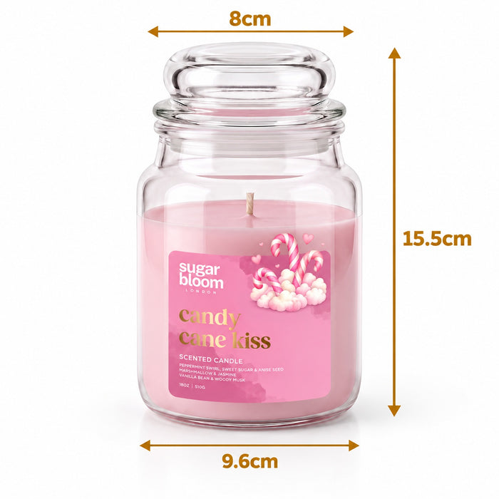 Sugar Bloom London Candy Cane Kiss Scented Candle 510g Candles Sugar Bloom