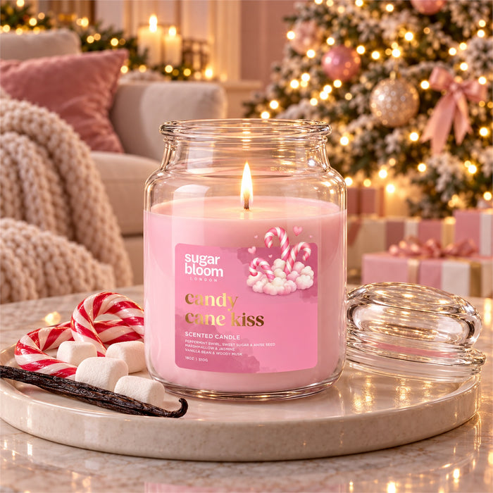 Sugar Bloom London Candy Cane Kiss Scented Candle 510g Candles Sugar Bloom