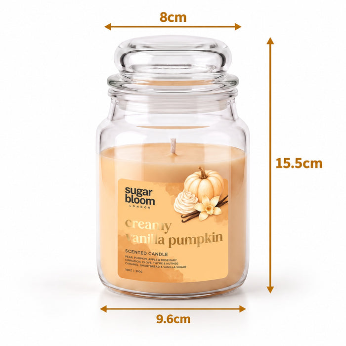 Sugar Bloom London Creamy Vanilla Pumpkin Scented Candle 510g Candles Sugar Bloom