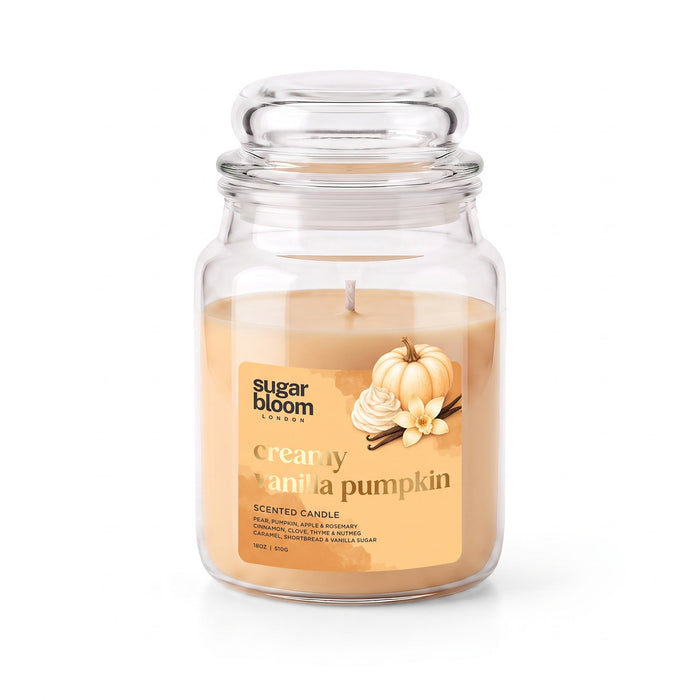 Sugar Bloom London Creamy Vanilla Pumpkin Scented Candle 510g Candles Sugar Bloom