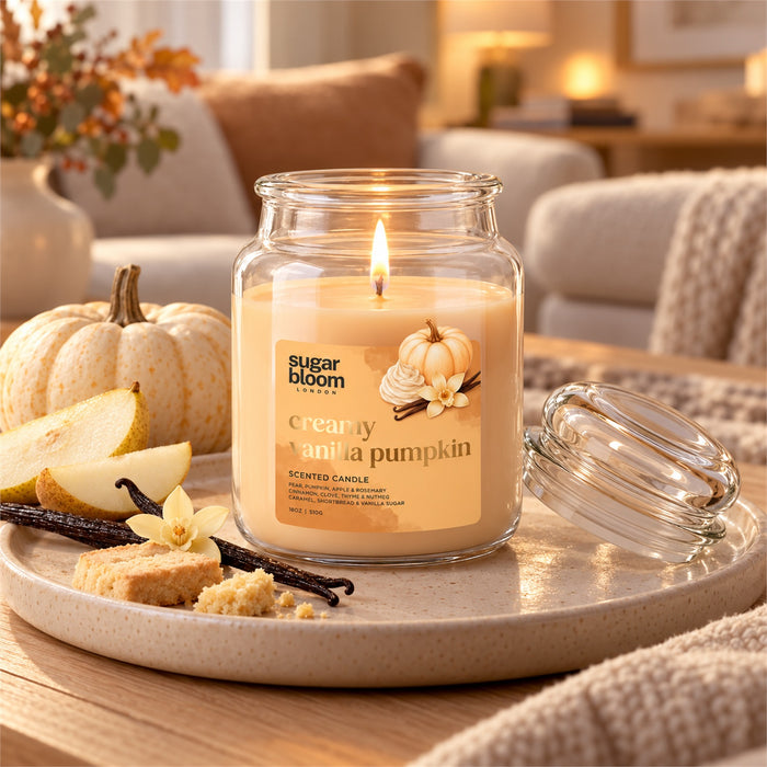 Sugar Bloom London Creamy Vanilla Pumpkin Scented Candle 510g Candles Sugar Bloom