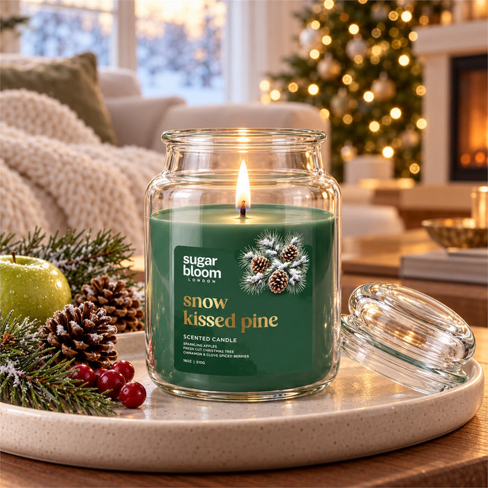 Sugar Bloom London Snow-Kissed Pine Scented Candle 510g Candles Sugar Bloom