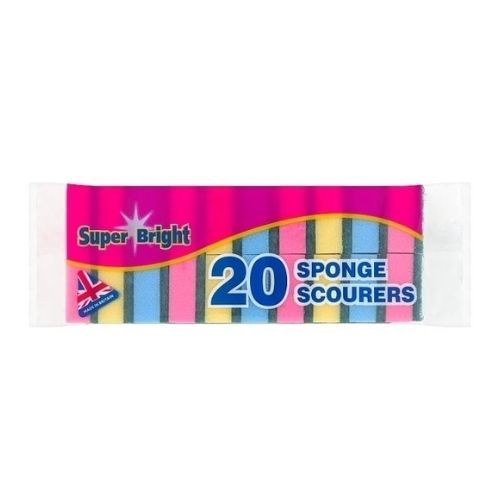 Super Bright Sponge Scourers 20 Pack - FabFinds