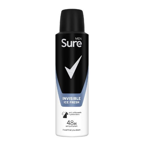 Sure Men Invisible Ice Fresh Anti-Perspirant 150ml Deodorants & Antiperspirants Sure   