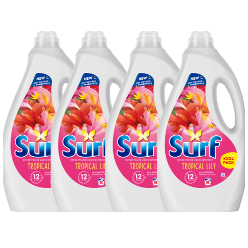 Surf Tropical Lily Liquid Laundry Detergent 95 Washes Assorted Packs Laundry - Detergent Surf Pack of 4