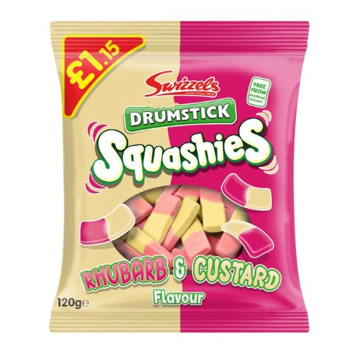 Swizzels Drumstick Squashies Rhubarb & Custard 120g Sweets, Mints & Chewing Gum Swizzels   