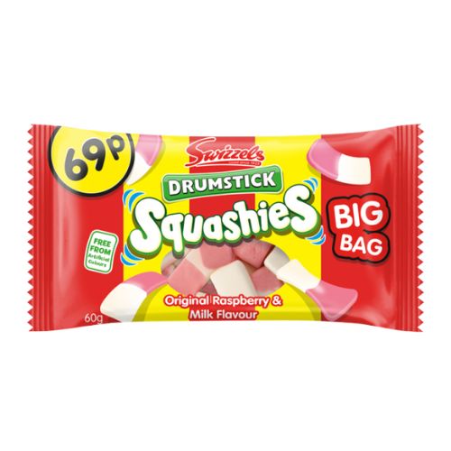 Swizzels Drumstick Squashies Raspberry & Milk Flavour 60g Sweets, Mints & Chewing Gum Swizzels   