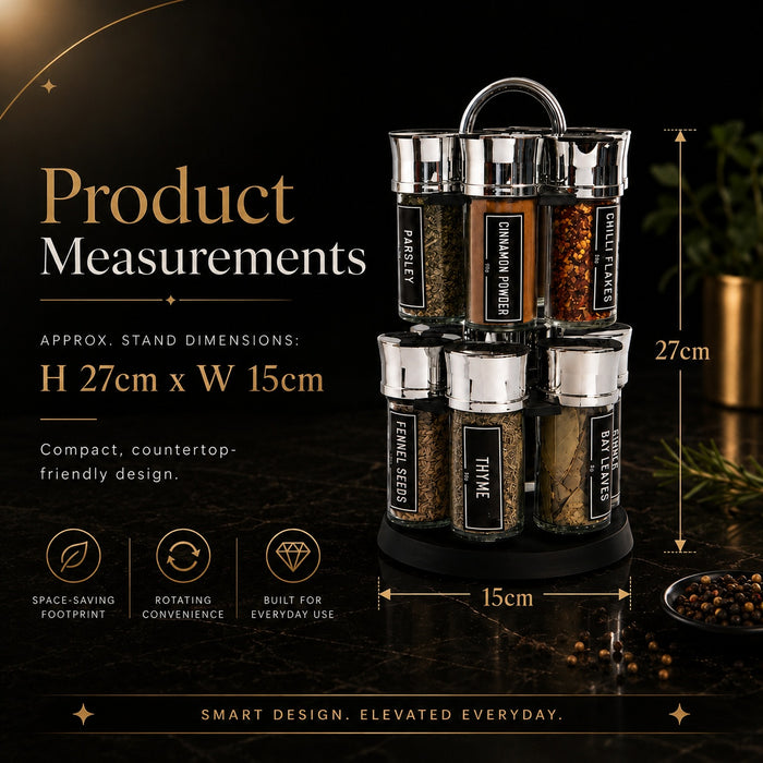 Taylor’s Everyday 12 Herbs & Spices Rotating Rack with Pre Filled Jars Spice Stand Gift Set Herbs & Spices Taylor's