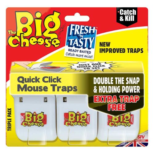 The Big Cheese Quick Click Mouse Traps 3 Pack Pet Cleaning Supplies The Big Cheese   