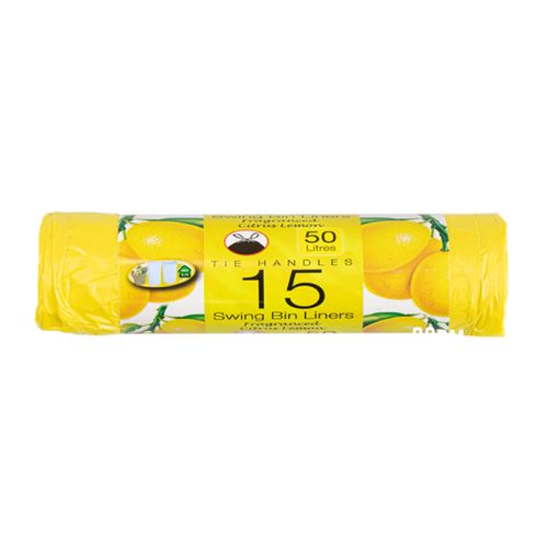 TidyZ Swing Bin Liners Citrus Lemon 50 Litres 15 Pk Bin Cleaners & Accessories Tidyz   