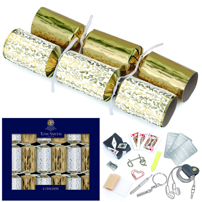 Tom Smith Gold and White Christmas Crackers 6 Pack Christmas Crackers Tom Smith