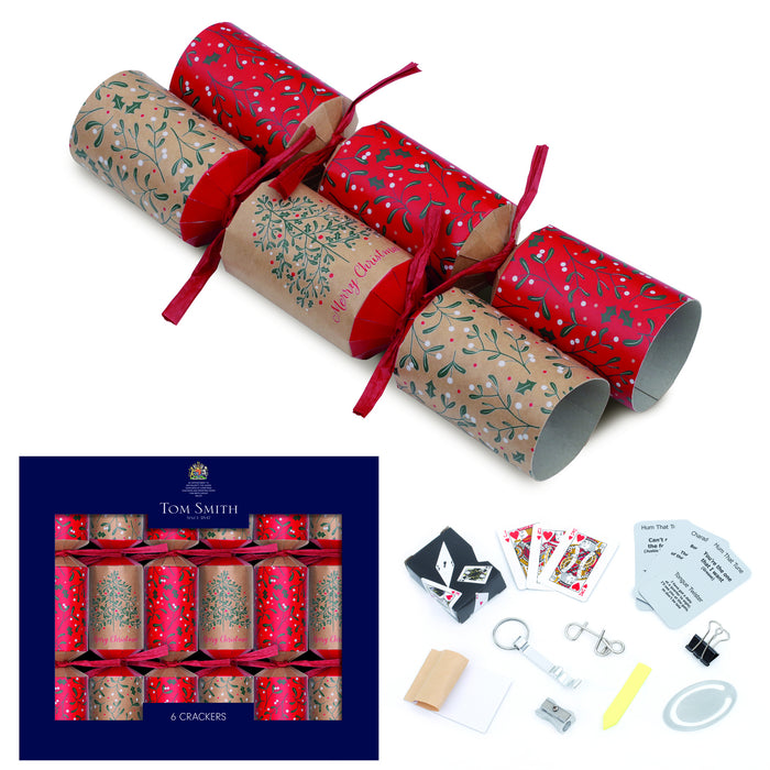 Tom Smith Red and Kraft Mini Christmas Crackers 6 Pack Christmas Crackers Tom Smith