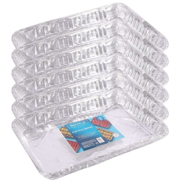 Serve Up Foil Tray Bakes 33.5 x 22.5cm Assorted Packs Food Storage FabFinds Pack of 6