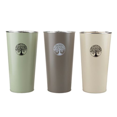 Tree Of Life Tall Flower Bucket Planter Assorted Colours Plant Pots & Planters PMS   