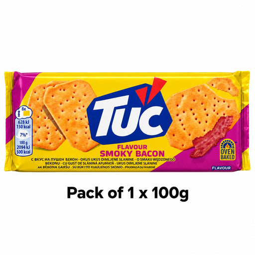TUC Bacon Cracker Biscuits 100g Assorted Packs Biscuits & Cereal Bars tuc 1 x 100g