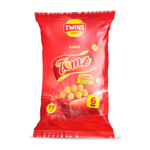 Twins Tomz Tangy Tomato Puffs 6 Pk 96g Crisps, Snacks & Popcorn Twins Snacks   