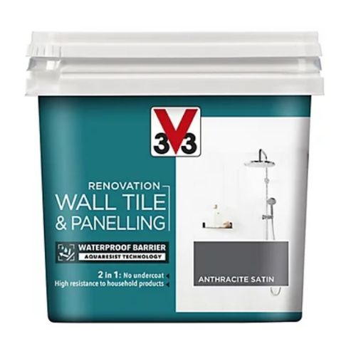 Renovation Wall Tile & Panelling Paint Anthracite Satin 750ml Home Decoration V33   
