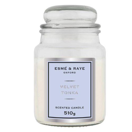 Esme & Raye Oxford Velvet Tonka Fragrance Scented Large Glass Jar Candle 18oz Candles FabFinds