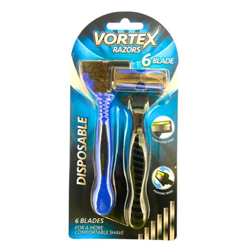 Vortex Disposable Men's Razors 6 Blade 2 Pack Shaving & Grooming Vortex   