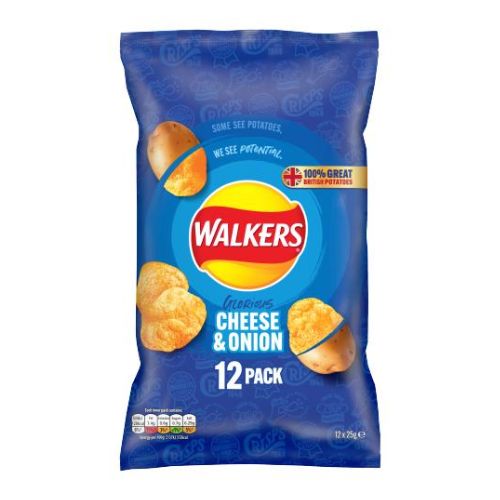 Walkers Cheese & Onion Crisps 12 x 25g Crisps, Snacks & Popcorn walkers   