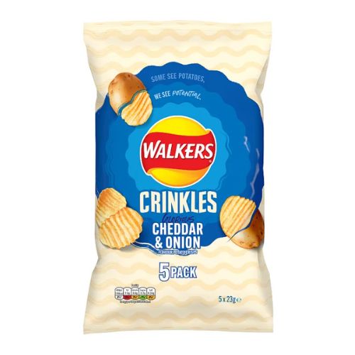 Walkers Crinkles Cheddar & Onion 5 x 23g Crisps, Snacks & Popcorn walkers   