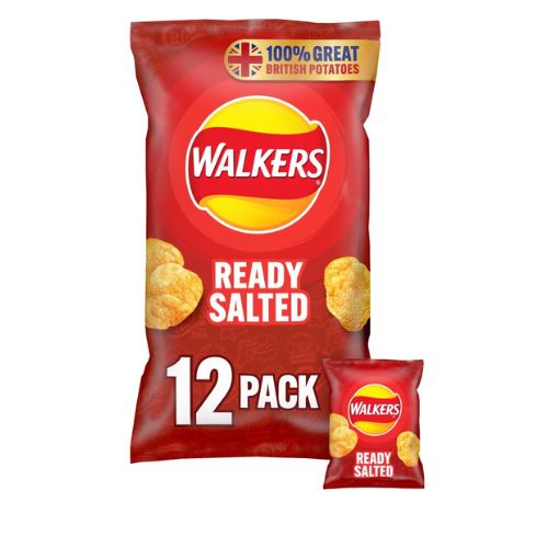 Walkers Ready Salted Crisps 12 x 25g Crisps, Snacks & Popcorn walkers   