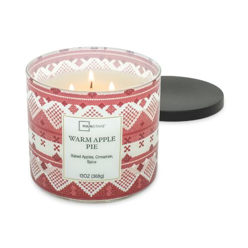 Mainstays Scented 3-Wick Jar Candle Warm Apple Pie 13 oz Candles Mainstays