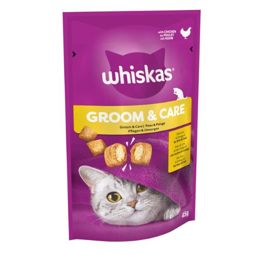 Whiskas Groom & Care Adult Cat Treats with Chicken 45g Cat Food & Treats Whiskas   