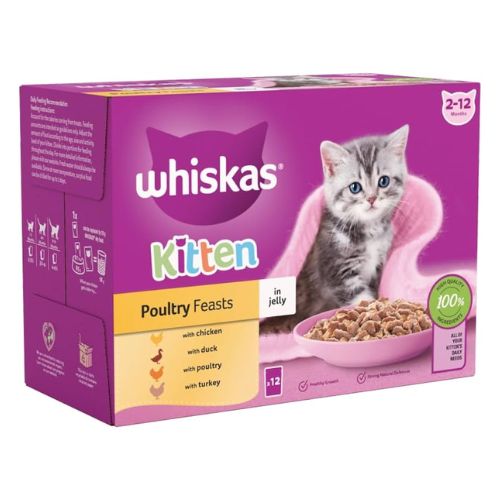 Whiskas Kitten Poultry Feasts In Jelly Cat Food 12 x 85g Cat Food & Treats Whiskas   